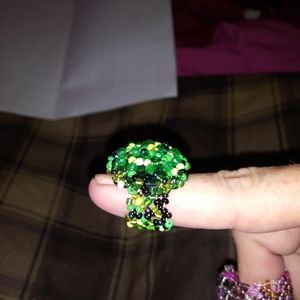 Green Chrystal Bead Ring